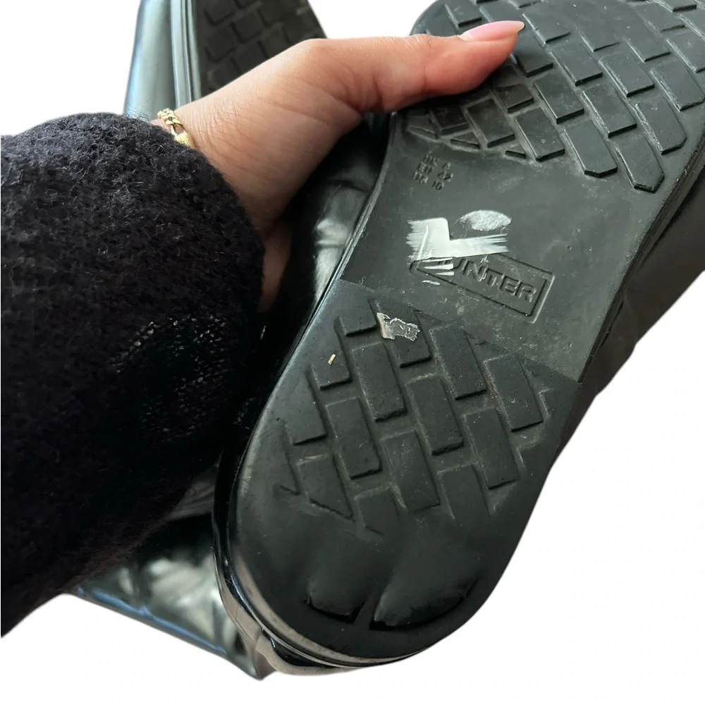 HUNTER Quilted Savoy Tall Pull On Black Refined Gloss Rain Boots